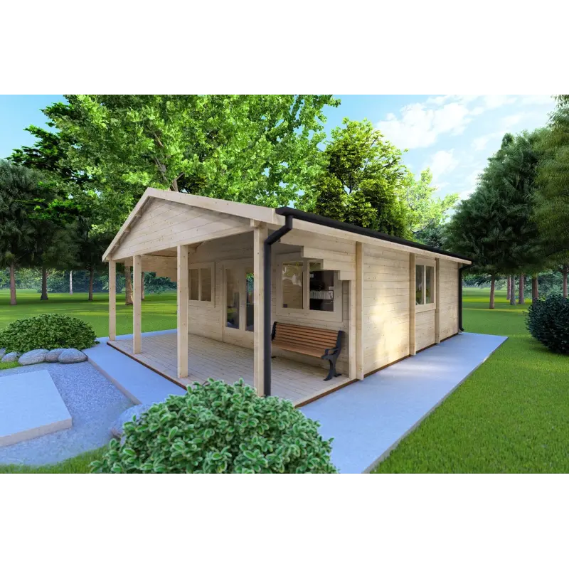 Casa in legno PERLA 6x6 44 mm, fronte lato destro