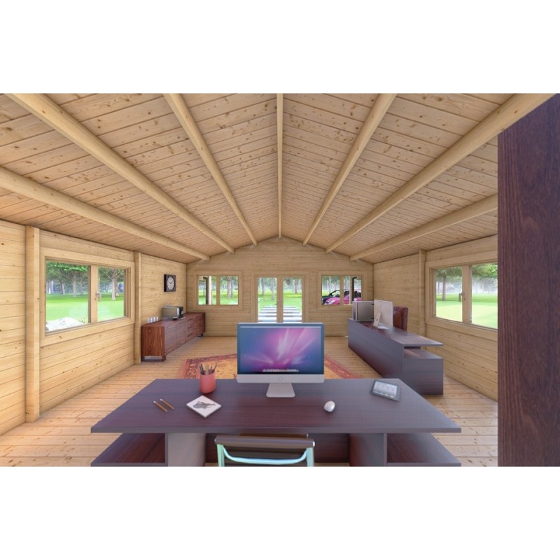 Casa in legno PERLA 6x6 44 mm, interno soggiorno