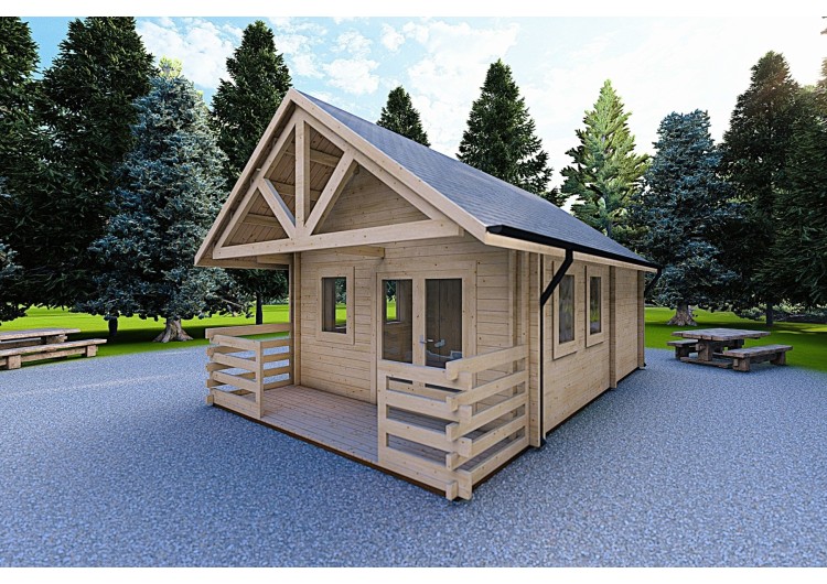 Casa di legno coibentata con mezzanino e terrazza GAIA 33.30 m² 44/100/44 mm, piano fondazione