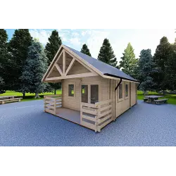 Casa di legno coibentata con mezzanino e terrazza GAIA 33.30 m² 44/100/44 mm, piano fondazione