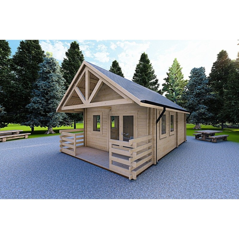 Casa di legno coibentata con mezzanino e terrazza GAIA 33.30 m² 44/100/44 mm, piano fondazione