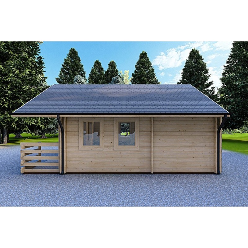 Casa di legno coibentata con mezzanino e terrazza GAIA 33.30 m² 44/100/44 mm, lato destro