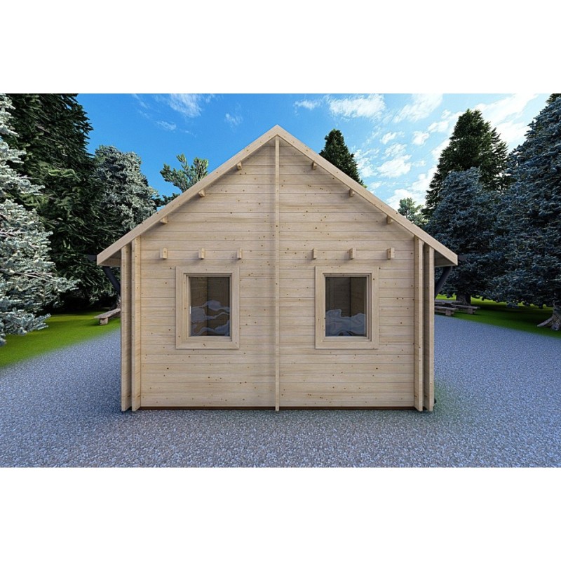 Casa di legno coibentata con mezzanino e terrazza GAIA 33.30 m² 44/100/44 mm, retro