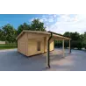 Garage di legno SINGOLO con tettoia 3x6 44mm, fronte lato destro