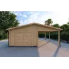 Garage di legno SINGOLO con tettoia 3x6 44mm, vista frontale