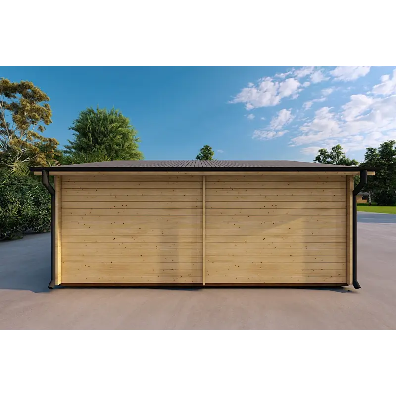 Garage di legno SINGOLO con tettoia 3x6 44mm, lato sinistro