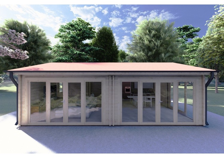 Casa in legno AUGUSTA 8x6 60 mm, vista frontale