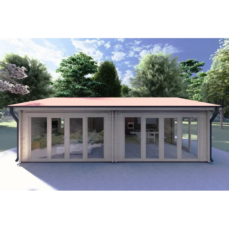 Casa in legno AUGUSTA 8x6 60 mm, vista frontale