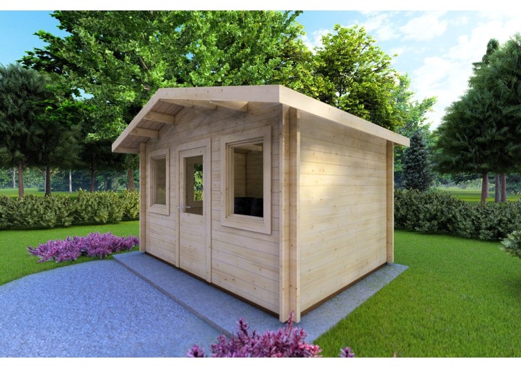 Casa in legno da giardino CHIARA 4x3 44mm, fronte lato destro
