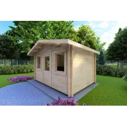 Casa in legno da giardino CHIARA 4x3 44mm, fronte lato destro