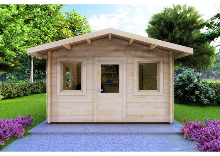 Casa in legno da giardino CHIARA 4x3 44mm, vista frontale