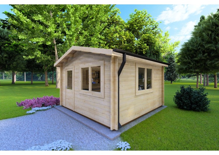 Casetta in legno ANNA 4x4 44mm, fronte lato destro