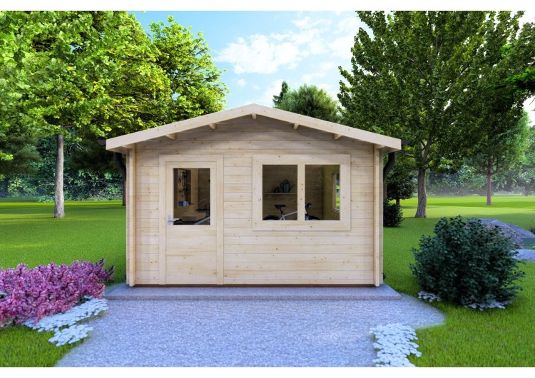 Casetta in legno ANNA 4x4 44mm, vista frontale