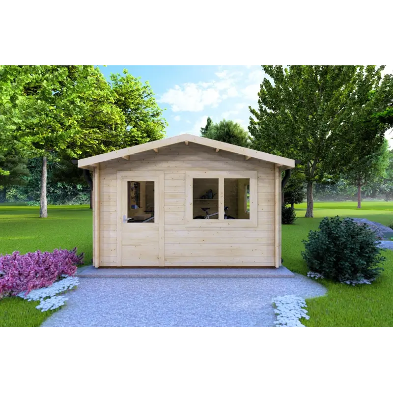 Casetta in legno ANNA 4x4 44mm, vista frontale