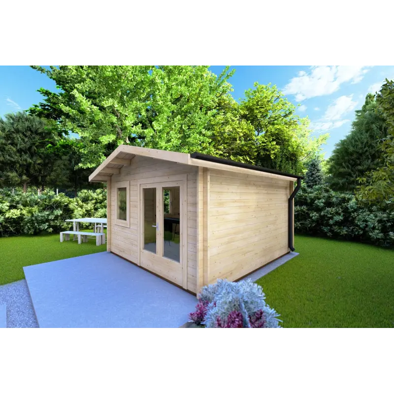 Casetta da giardino LAURA 4x4 44mm, fronte lato destro