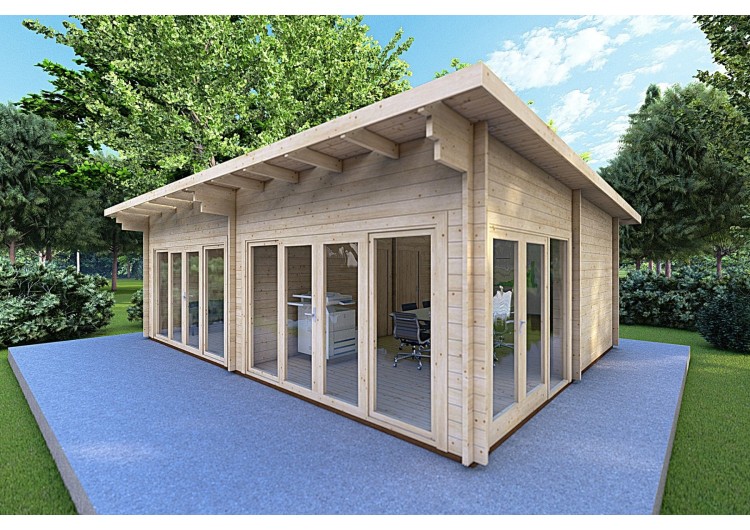 Casa in legno AURELIA 6x8 44mm, fronte lato destro