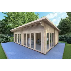 Casa in legno AURELIA 6x8 44mm, fronte lato destro