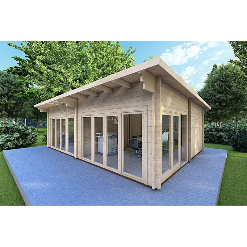 Casa in legno AURELIA 6x8 44mm, fronte lato destro