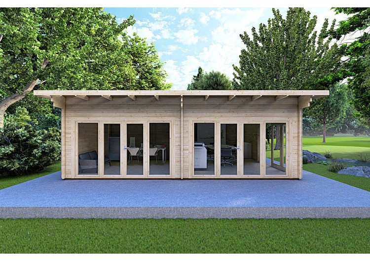 Casa in legno AURELIA 6x8 44mm, vista frontale