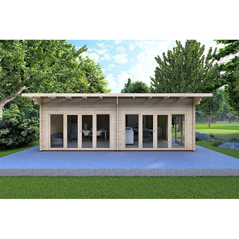 Casa in legno AURELIA 6x8 44mm, vista frontale