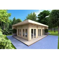 Casa in legno FLAMINIA 8x6 44mm, fronte lato destro