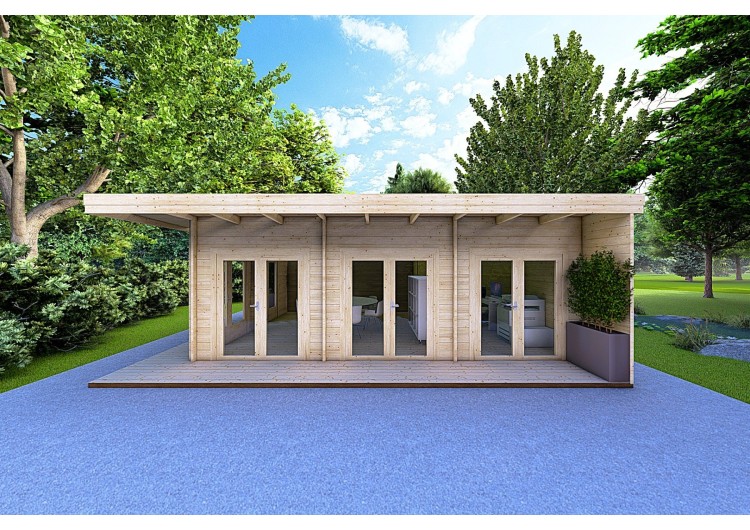 Casa in legno FLAMINIA 8x6 44mm, lato destro