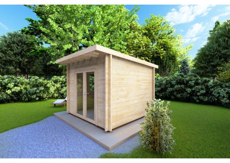 Casa in legno da giardino ILARIA 3x3 44mm, fronte lato destro