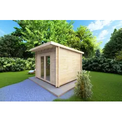 Casa in legno da giardino ILARIA 3x3 44mm, fronte lato destro