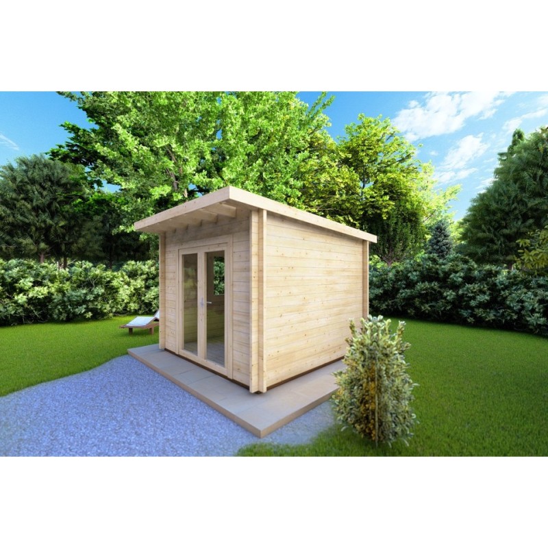 Casa in legno da giardino ILARIA 3x3 44mm, fronte lato destro