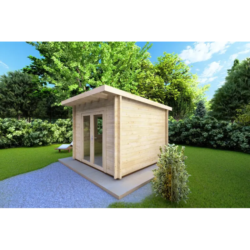 Casa in legno da giardino ILARIA 3x3 44mm, fronte lato destro