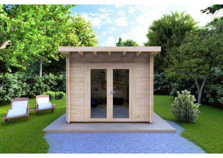 Casa in legno da giardino ILARIA 3x3 44mm, vista frontale
