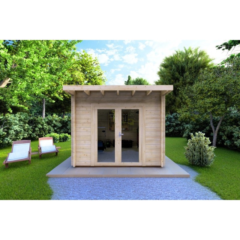 Casa in legno da giardino ILARIA 3x3 44mm, vista frontale