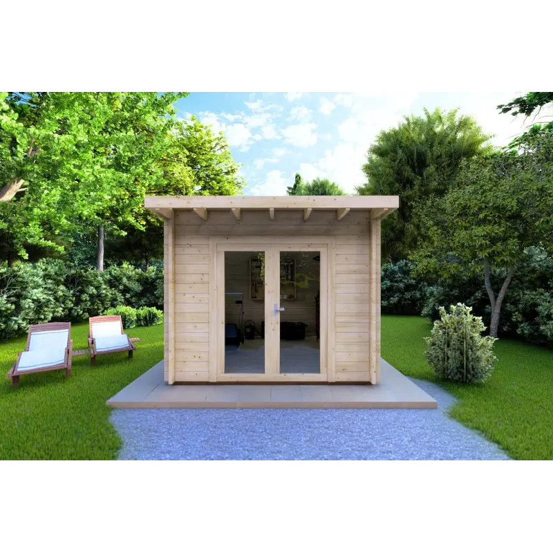Casa in legno da giardino ILARIA 3x3 44mm, vista frontale