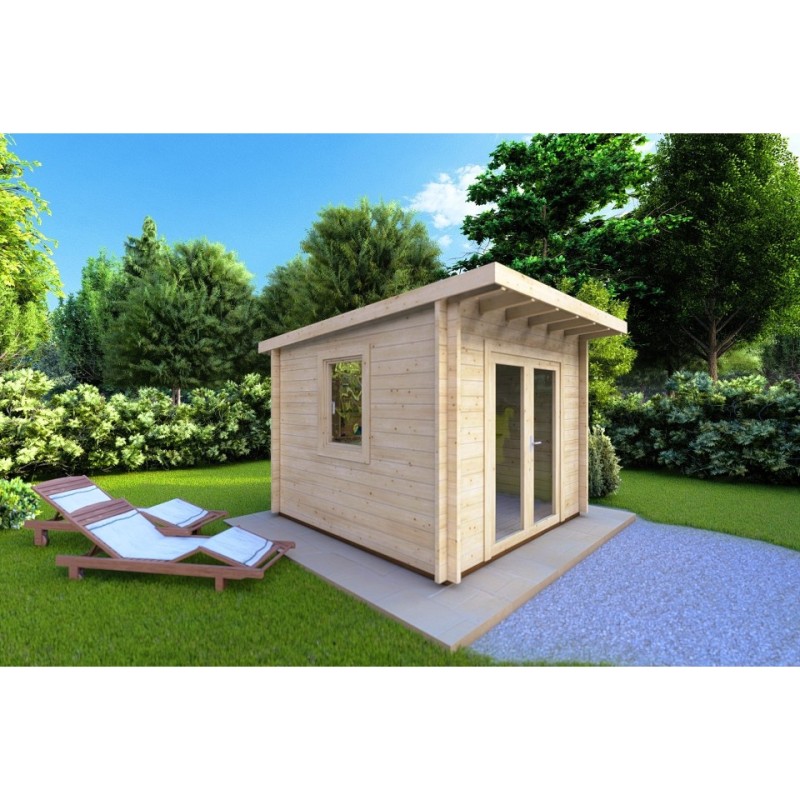 Casa in legno da giardino ILARIA 3x3 44mm, fronte lato sinistro