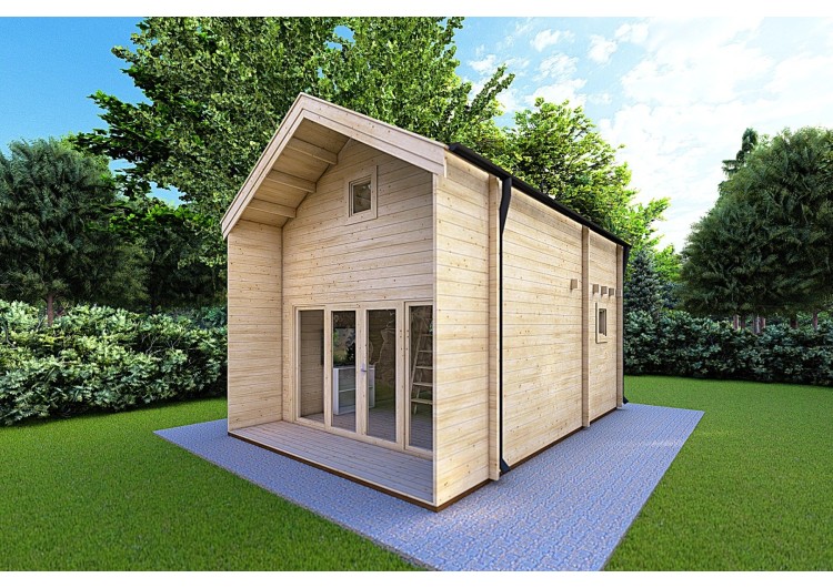 Casa di legno ELODIE 4x6 44mm, fronte lato destro