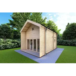 Casa di legno ELODIE 4x6 44mm, fronte lato destro