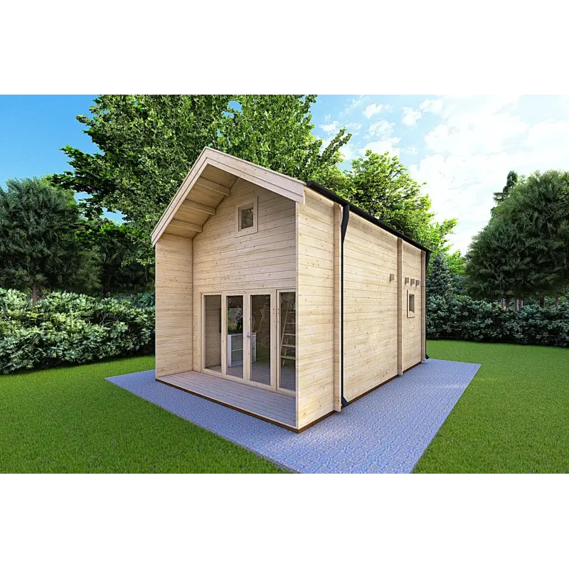 Casa di legno ELODIE 4x6 44mm, fronte lato destro