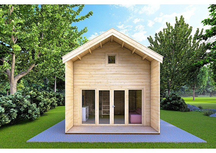 Casa di legno ELODIE 4x6 44mm, vista frontale