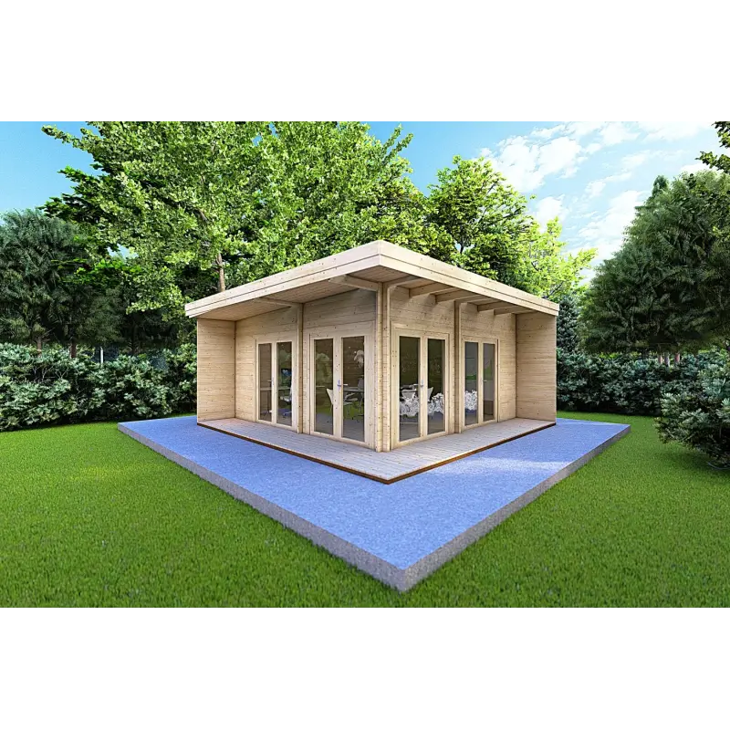 Casa di legno FLAMINIA 6x6 44mm, fronte lato destro