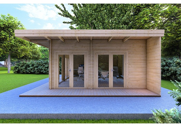 Casa di legno FLAMINIA 6x6 44mm, lato destro