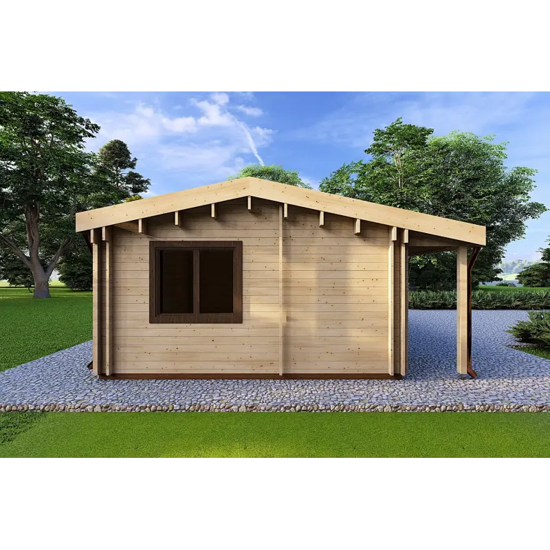 Casa in legno prefabbricata ad un piano 84 m² OLIMPIA 44/140/44 mm, lato B