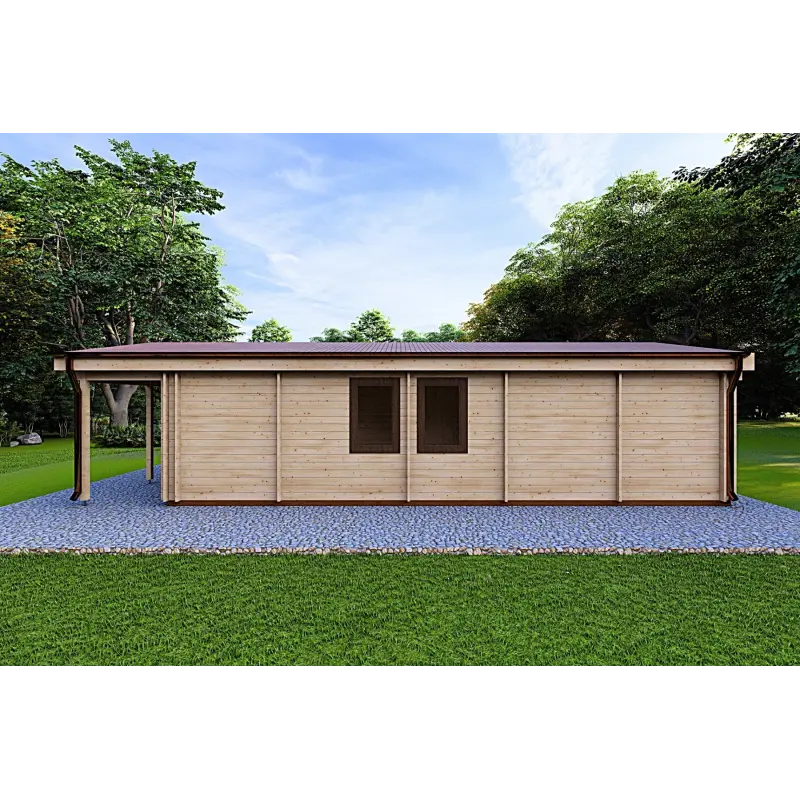 Casa in legno prefabbricata ad un piano 84 m² OLIMPIA 44/140/44 mm, retro