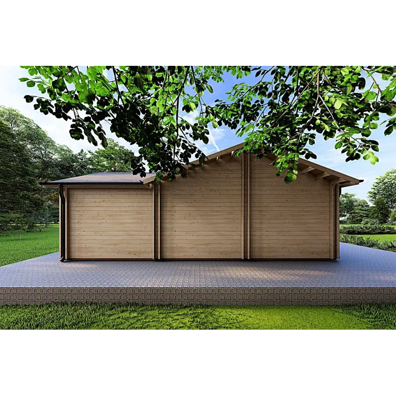 Casa prefabbricata in legno con tetto spiovente ISOTTA 125 m² 44/140/44 mm, lato sinistro