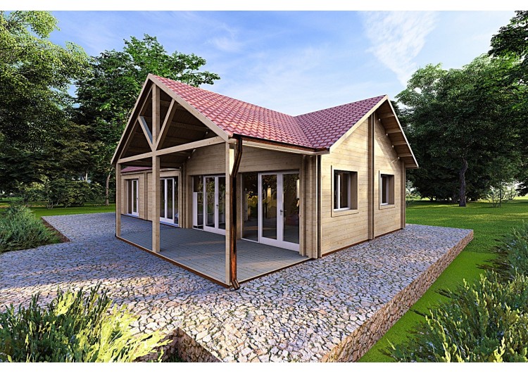 Casa prefabbricata 95 m² AGNESE 44/140/44 mm, fronte lato destro