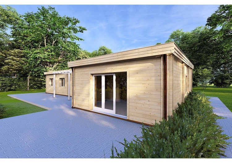Casa abitabile tetto piano CAMELIA 125 m² 44/140/44 mm, fronte lato destro