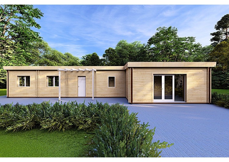 Casa abitabile tetto piano CAMELIA 125 m² 44/140/44 mm, vista frontale