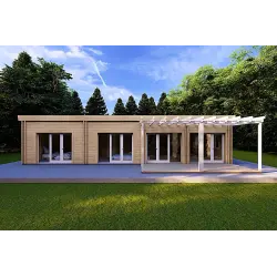 Casa di legno prefabbricata luminosa DAFNE 95 m² 44/140/44 mm, vista frontale