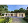 Casa abitabile in legno con portico CELESTE 143 m² 44/140/44 mm, vista frontale