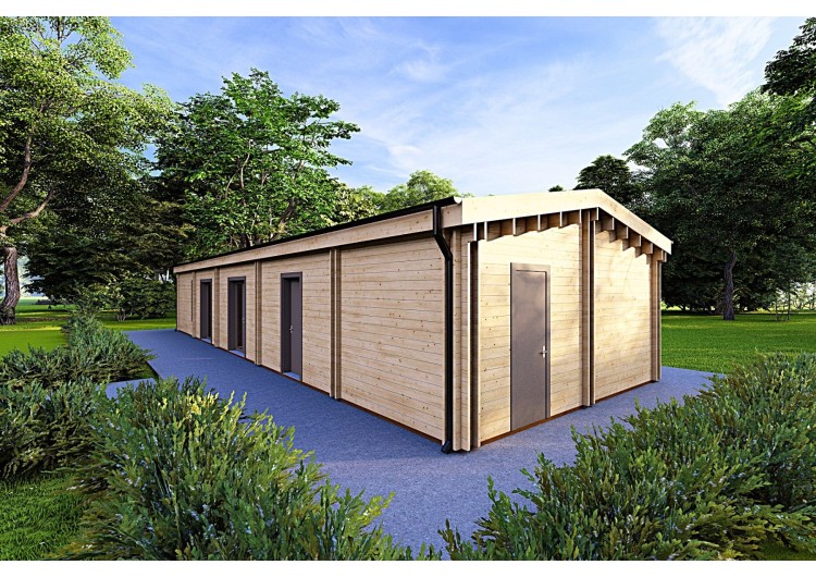 Casa prefabbricata in legno con garage CLOE 114 m² 44/140/44 mm, fronte lato destro