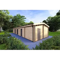 Casa prefabbricata in legno con garage CLOE 114 m² 44/140/44 mm, fronte lato destro